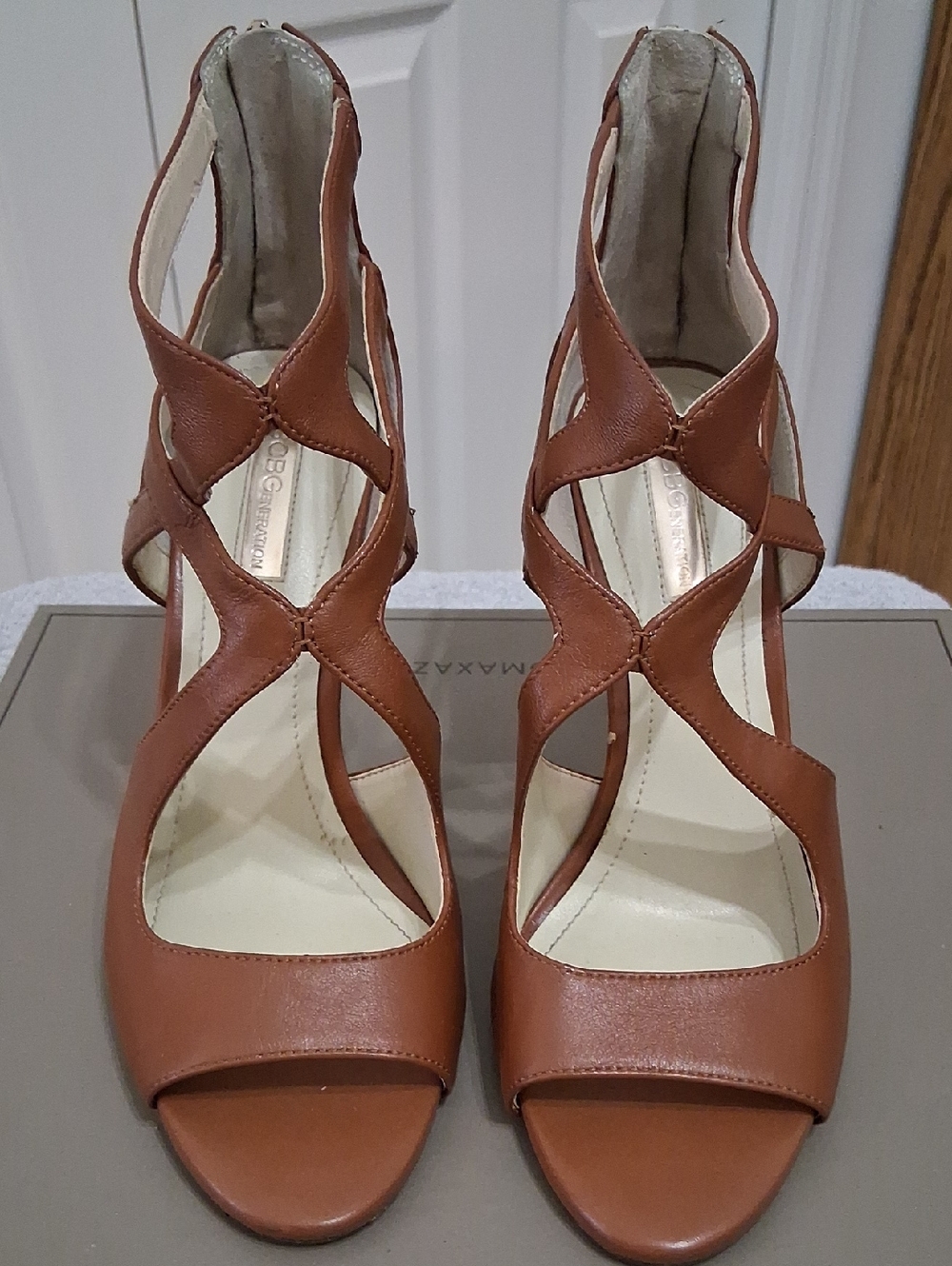 BCBGMaxAzria Cognac Brown Leather Heels